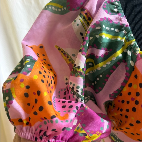 Crystal Sky Juniors’ Puff-Sleeve Tie-Back Jungle Print Dress Large NWT’s - Picture 5 of 14